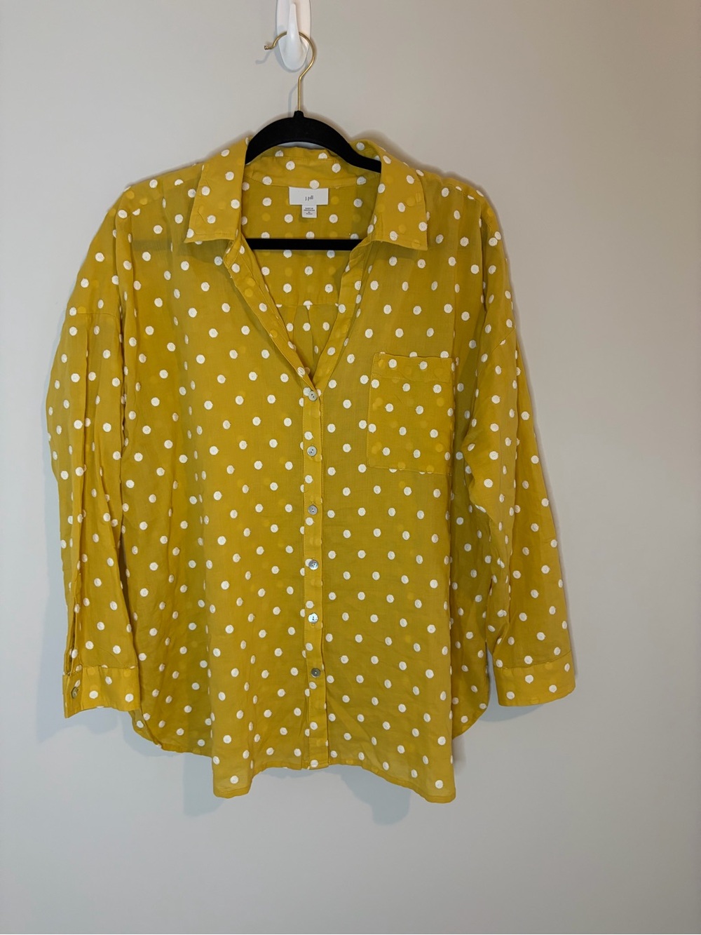 J. Jill Mustard Yellow Polka Dot Button-Down Shirt